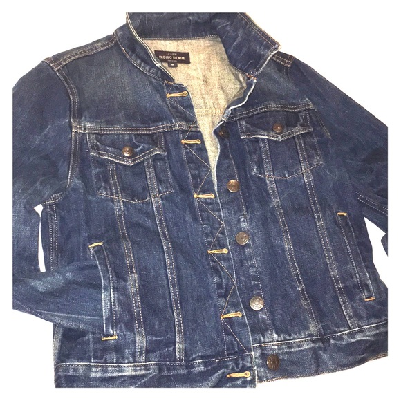 J. CREW Indigo Denim distressed jean jacket